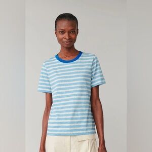 COS Jersey‎ T Shirt Blue Stripes Size XS